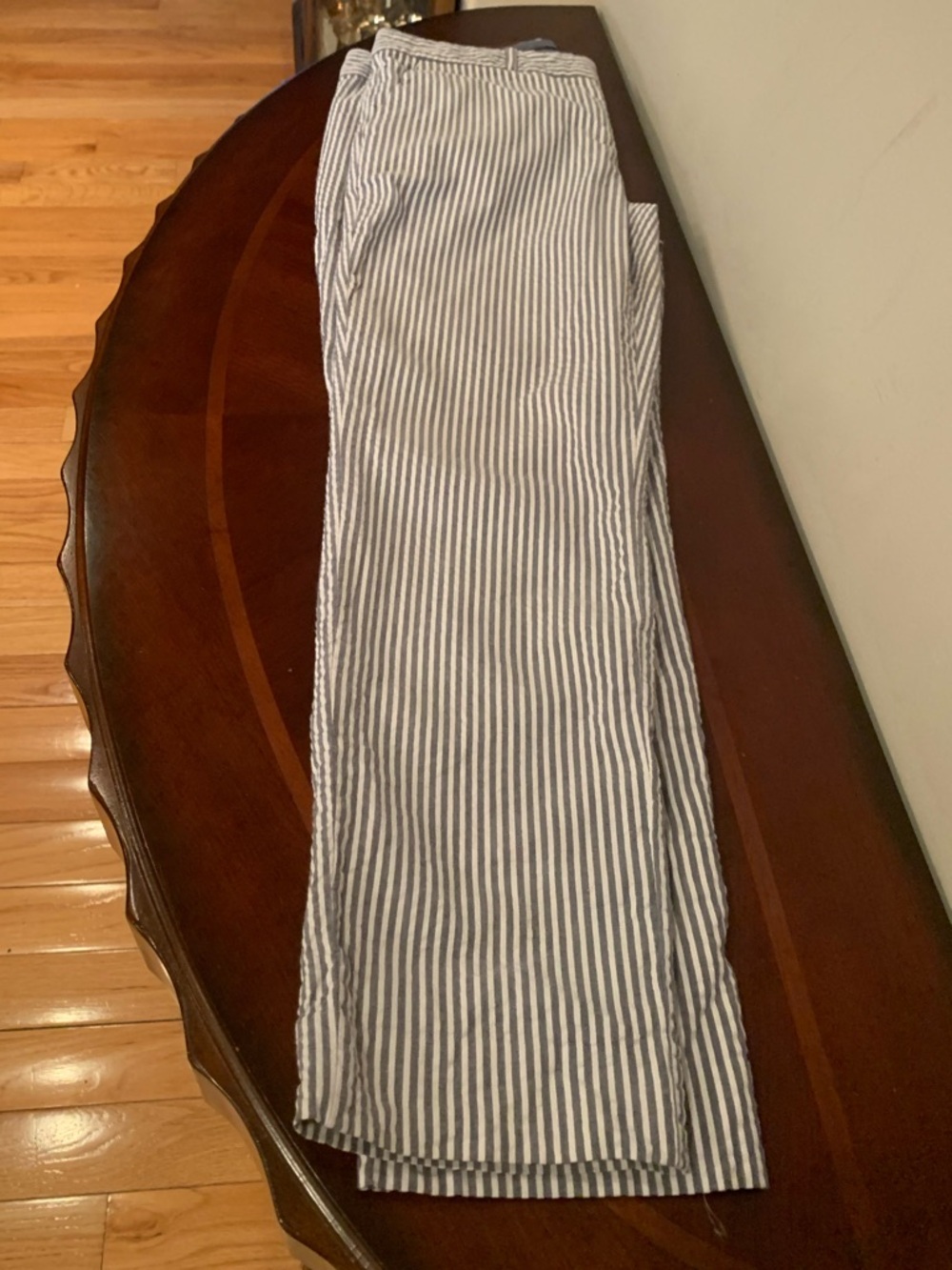 Banana Republic Navy & White Striped Pants